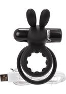 Charged Ohare Rechargeable Silicone Waterproof Rabbit Cock Ring - Black
