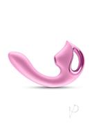 Seduction Kaia Rechargeable Silicone Dual Vibrator With Air Pulse Clitoral Stimulator - Pink